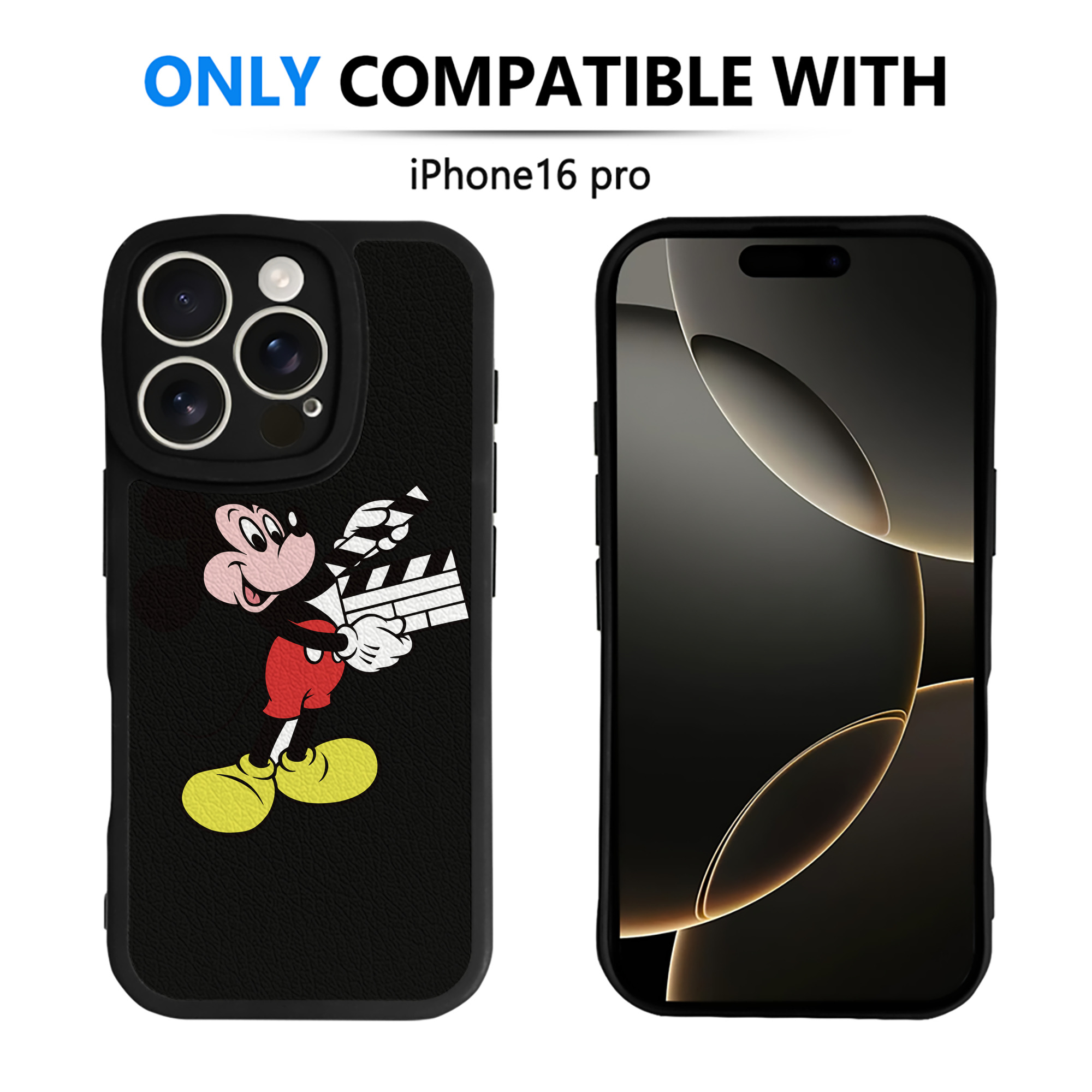 （画像用） ミッキーマウス Mickey Mouse 【iPhone 16シリーズ対応】シリコンスマホケース（レザー調） 材質：シリコン